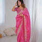 Premium Gold Crush With Heavy Embroidery Threads Saree