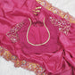 Premium Gold Crush With Heavy Embroidery Threads Saree