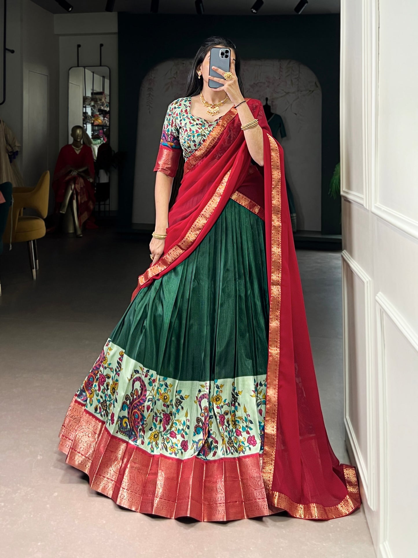 Aastha Silk Printed With Zari Weaving Work Lehenga