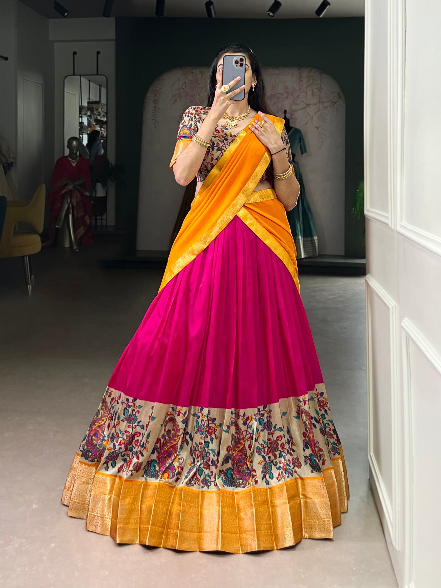 Aastha Silk Printed With Zari Weaving Work Lehenga