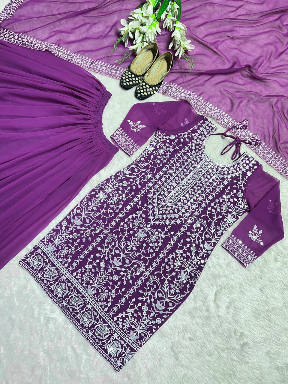 Launching New Designer Party Wear Look Top Sharara Plazzo and Dupatta