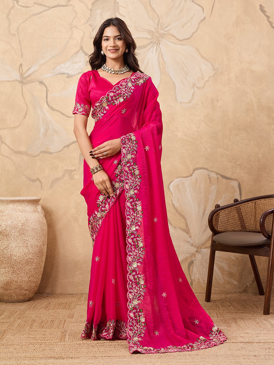 Party Wear Soft Fendy Chiffon Saree