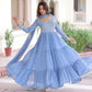 Faux Georgette With Sequins & Zari Embroidered Work Gown
