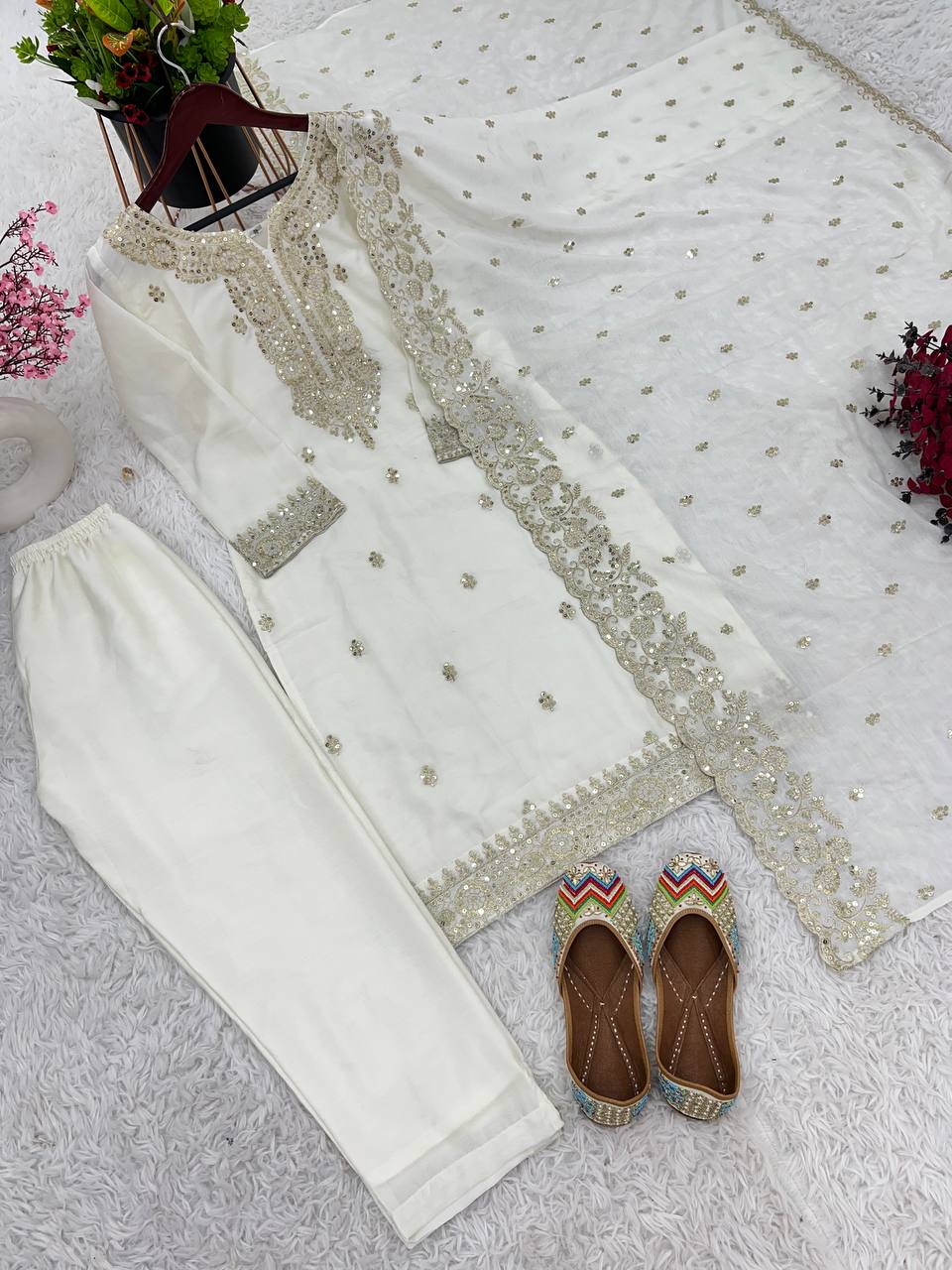 New Designer Collection In Pure Chinnon Suit