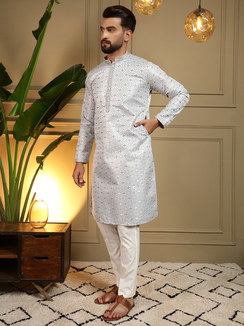 Heavy Jacquard Presenting Men's Kurta Pyjama