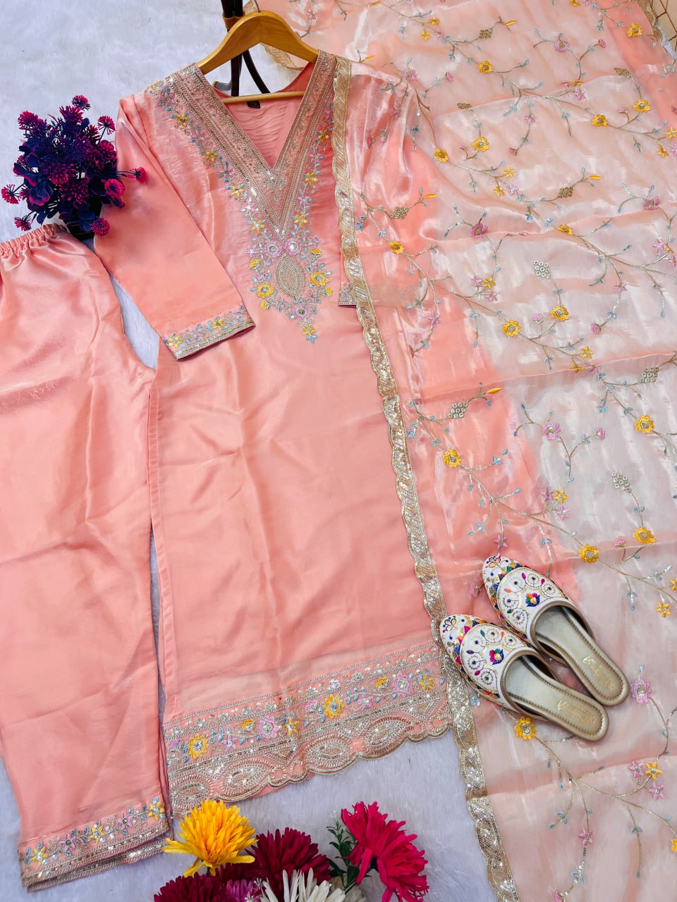 PRESENTING NEW COLLECTION WITH SILK SUIT