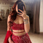 Einführung eines 4 Meter ausgestellten Lehenga mit Paillettenstickerei und Cut-Work
