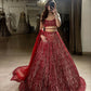 Einführung eines 4 Meter ausgestellten Lehenga mit Paillettenstickerei und Cut-Work