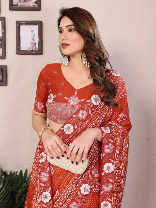 Présentez une nouvelle collection exclusive de saris floraux faits à la main