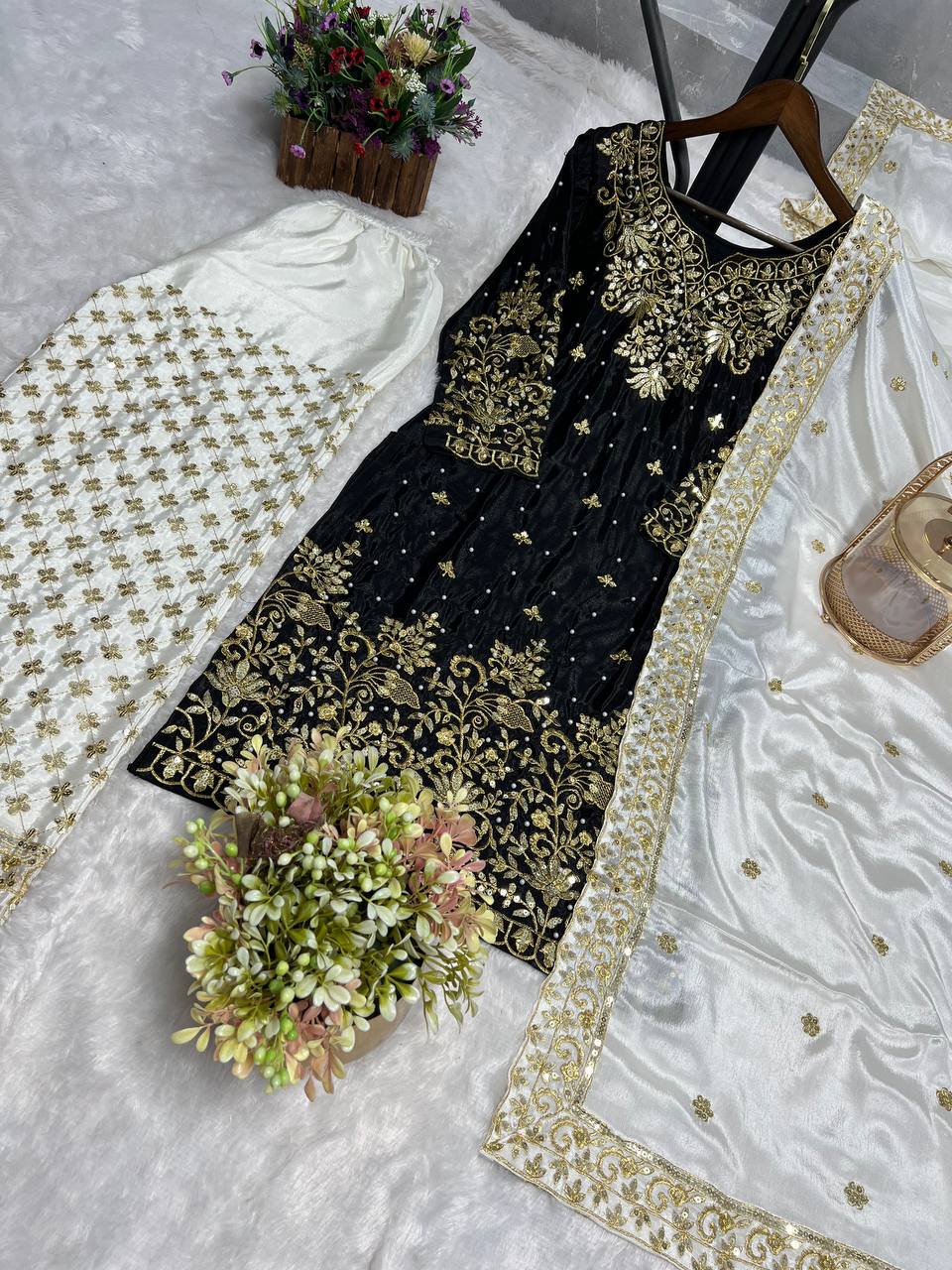 Launching New 3 Pices Collection Ready To Wear Top - Plazzo With Dupatta