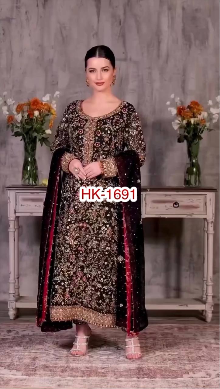 Launching New Trending Collection 3 Pices Ready Made Long Kurti - Pent With Dupatta