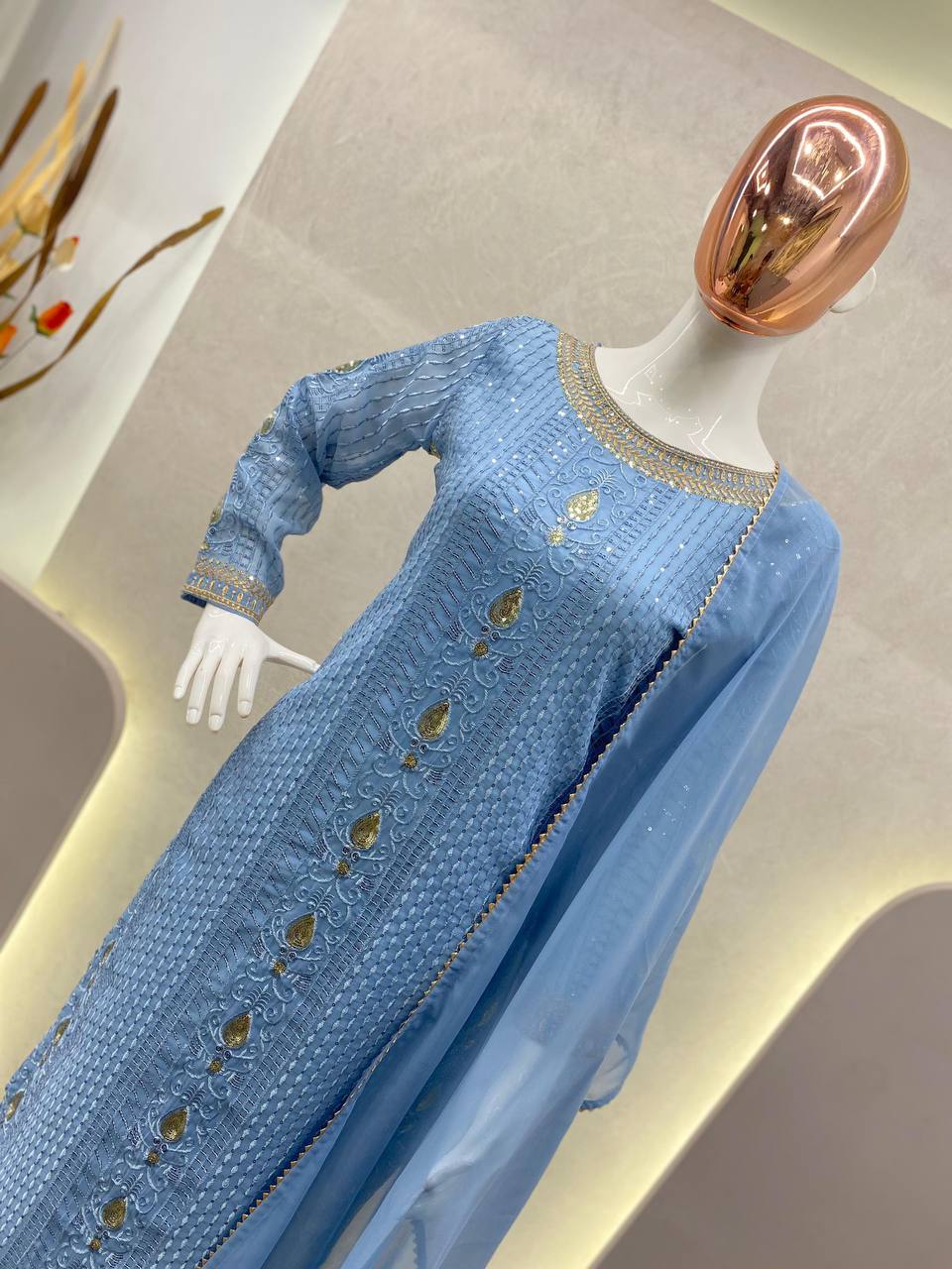 DESIGNER WEAR TRENDING FAUX GEORGETTE TOP SUIT