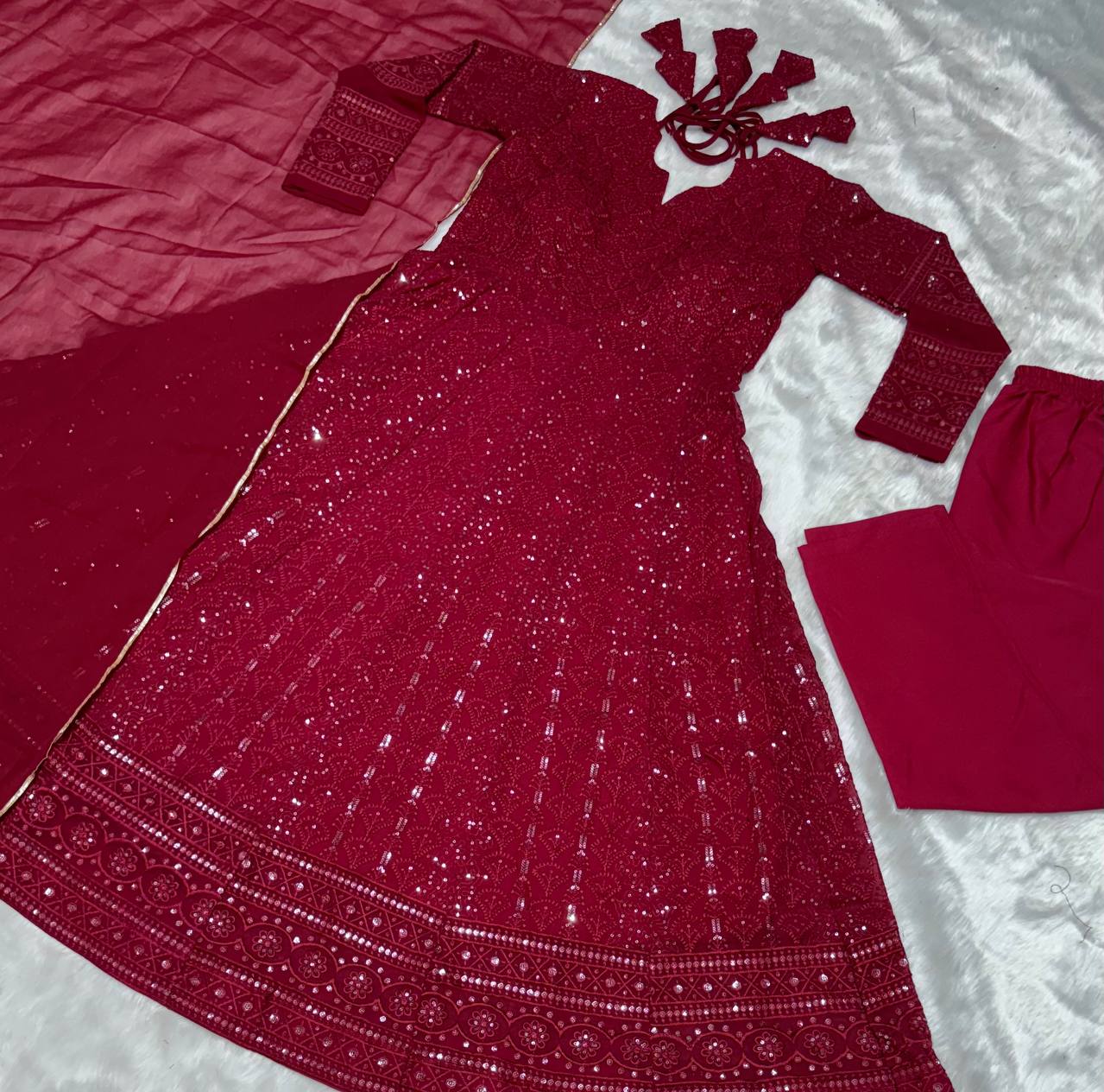 PREMIUM READYMADE KALI-CUT ANARKALI SUIT SET [3 PIS]