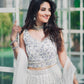 Einführung eines 4 Meter ausgestellten Lehenga mit Paillettenstickerei und Cut-Work