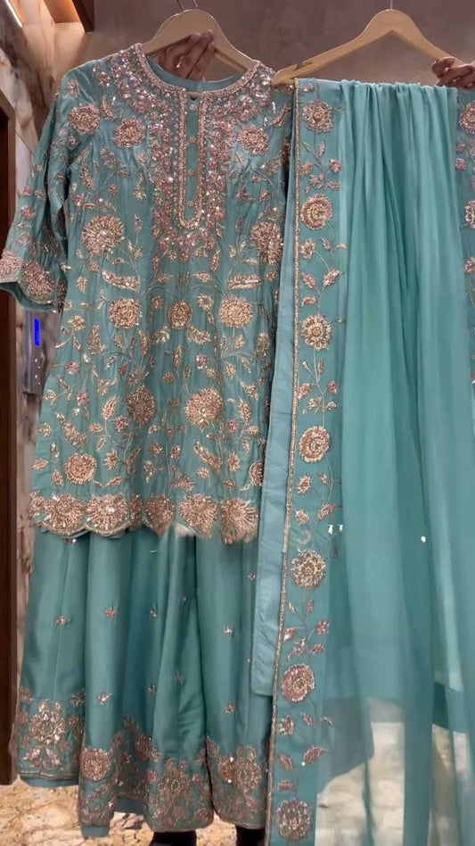 Lancement de la nouvelle collection Eid : 3 pièces, Long Kurti prêt à porter - Plazzo