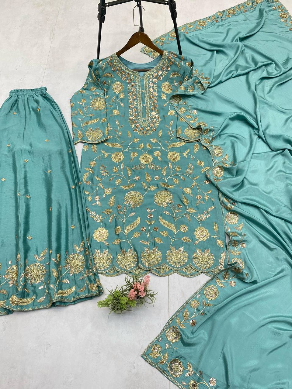 Lancement de la nouvelle collection Eid : 3 pièces, Long Kurti prêt à porter - Plazzo