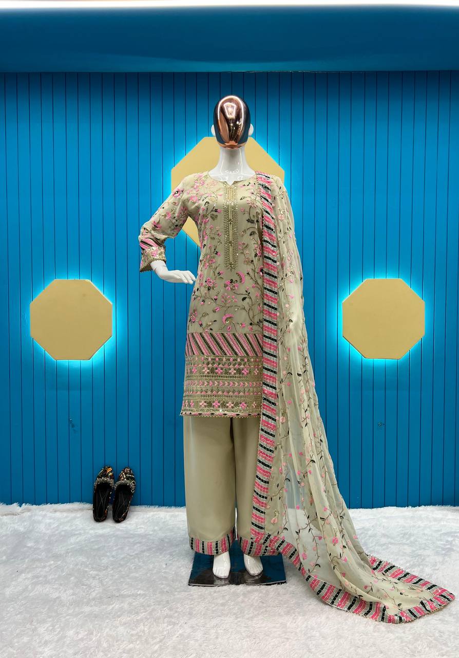 DESIGNER HEAVY GEORGETTE SEQUANCE EMBROIDERY WORK SUIT