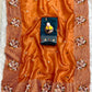 Premium Paper Crush silk sarees with Multi thread embroidery work Saree