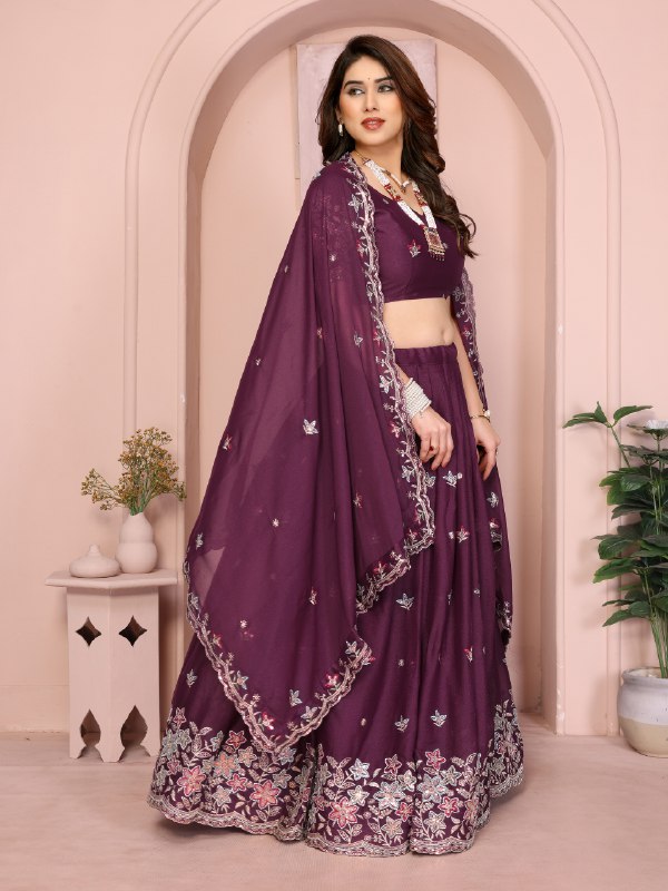 Star Georgette Embroidery Work with Cutwork Border Lehenga