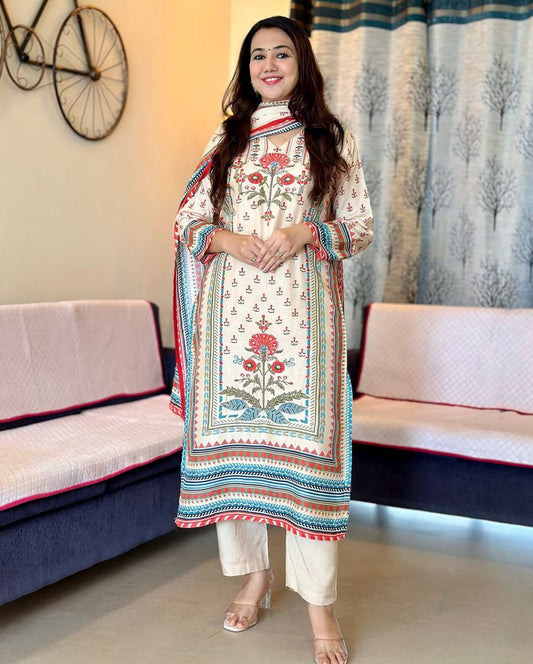 Beautiful Premium Muslin Multi Designing Suit