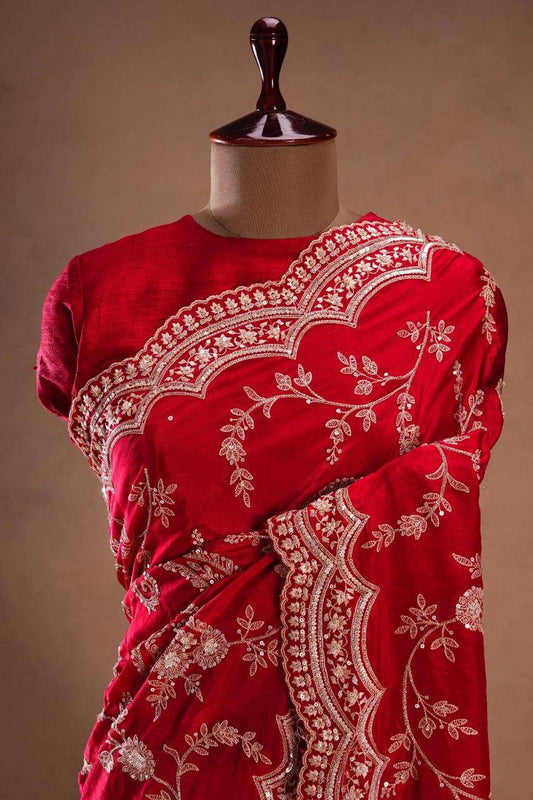 Pure Soft tabby orgenza with sequence embroidery work Saree