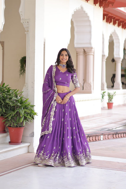 Vichitra Silk With Sequins & Zari Multi Embroidered work Lehenga