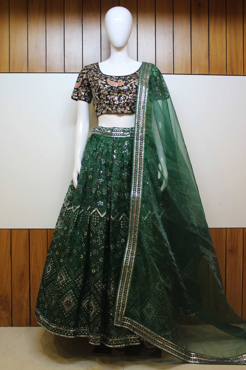 Designer Sequence Embroidery Stich Work Lehenga Choli