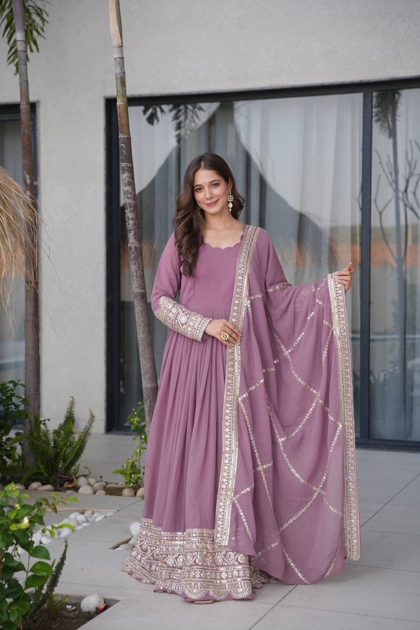 Designer Embroidered Anarkali Gown Dupatta Collection