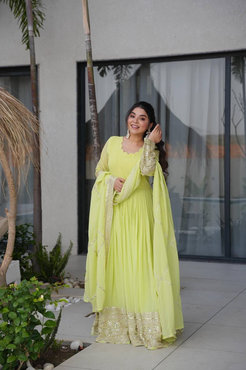 Designer Embroidered Anarkali Gown Dupatta Collection