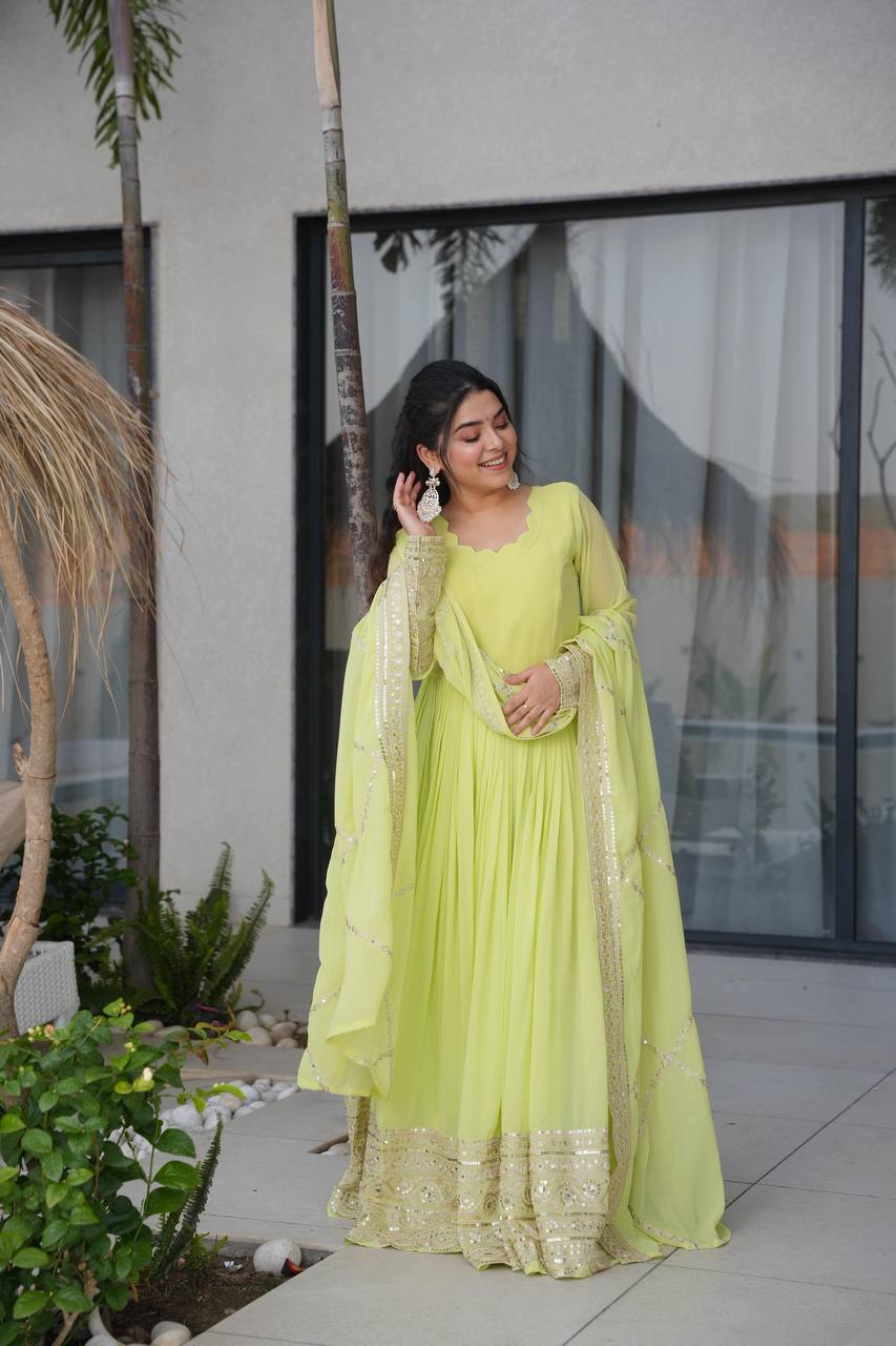 Designer Embroidered Anarkali Gown Dupatta Collection