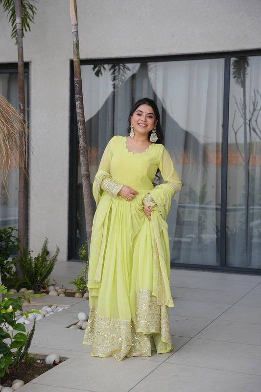 Designer Embroidered Anarkali Gown Dupatta Collection