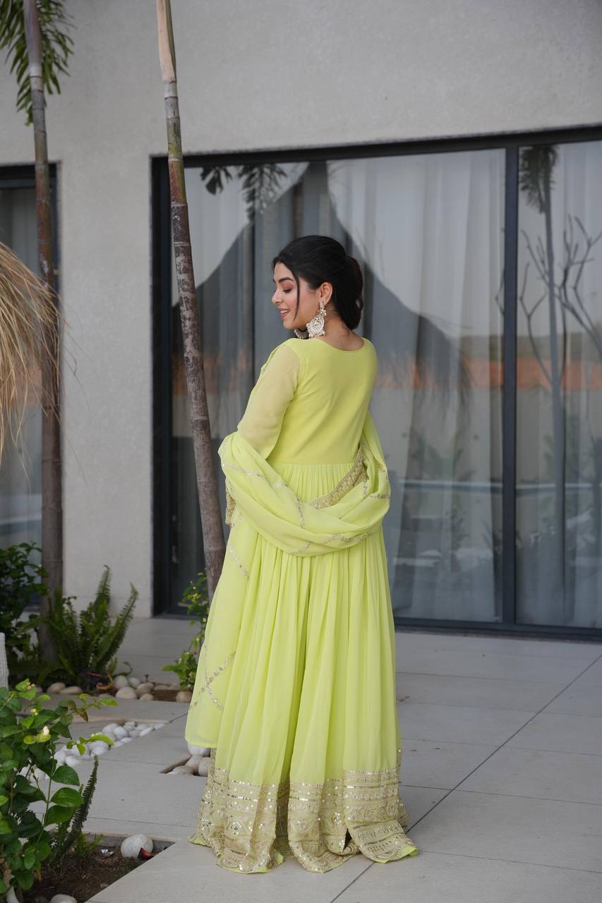 Designer Embroidered Anarkali Gown Dupatta Collection