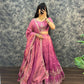 Tissue Cotton Lehenga Choli Paired with CutWork Embroidery work Dupatta