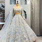 Einführung eines 4 Meter ausgestellten Lehenga mit Paillettenstickerei und Cut-Work