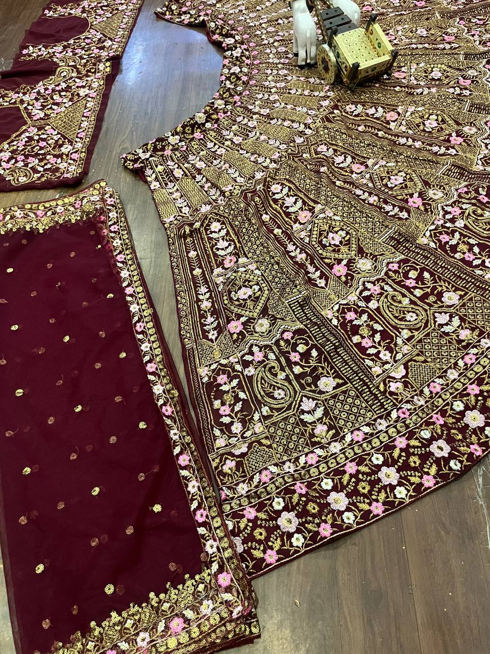 Launching 4 meter flared Fox Georgette Lehenga