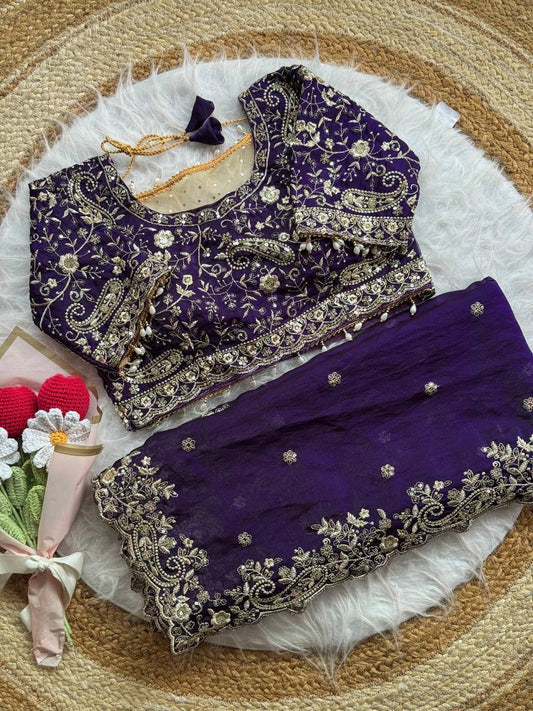 Soft Fandy Satin Saree With Heavy Embroidery Sequence