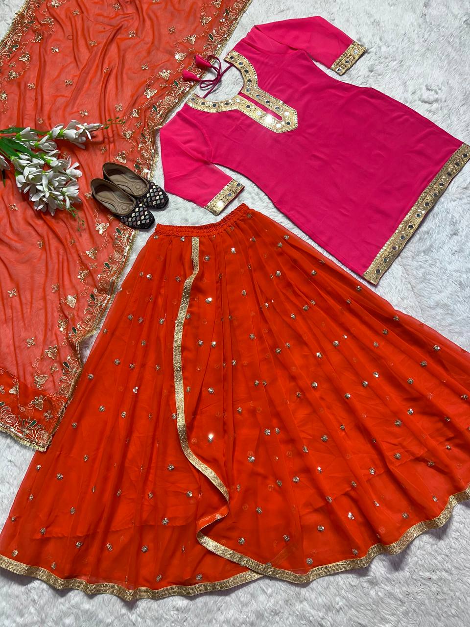 Launching New Designer Party Wear Look Top ,Dhoti Skirt and Dupatta