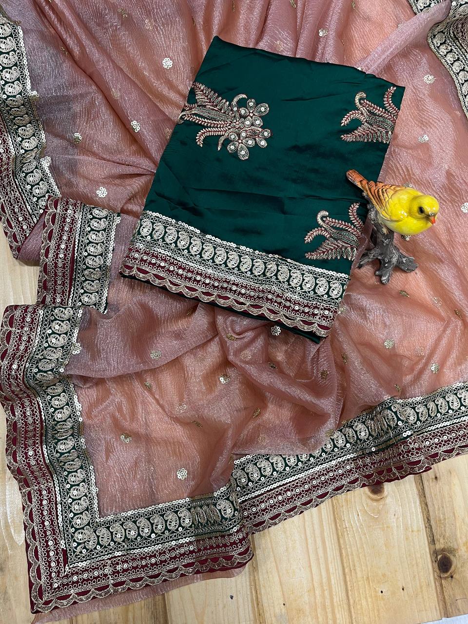 Beautiful Sequins and Cording Embroidered Saree
