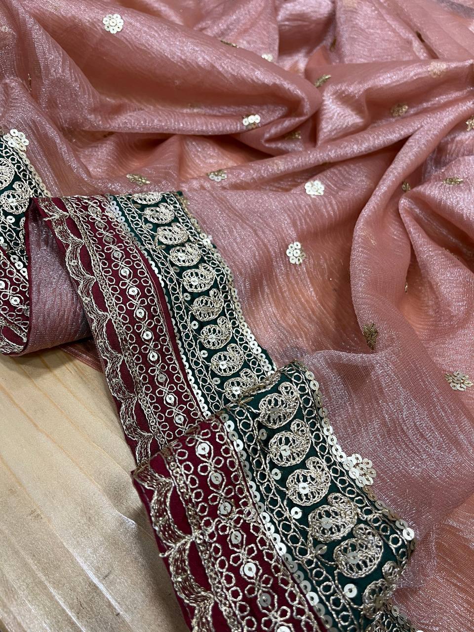 Beautiful Sequins and Cording Embroidered Saree