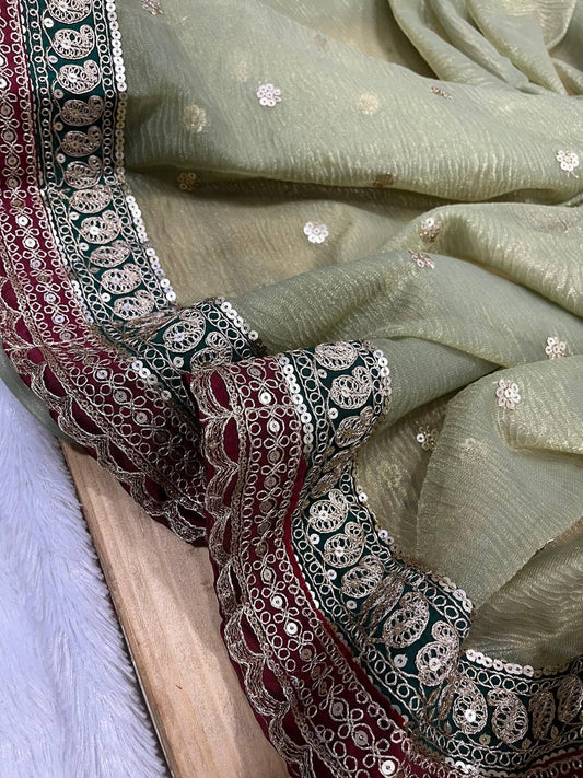 Beautiful Sequins and Cording Embroidered Saree