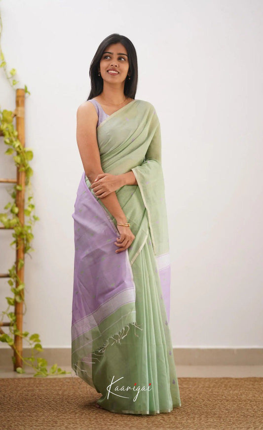 SOFT LILAN SLA COTTAN BEAUTIFUL RICH CONTRAST PALLU & JACQUARD WORK SAREE