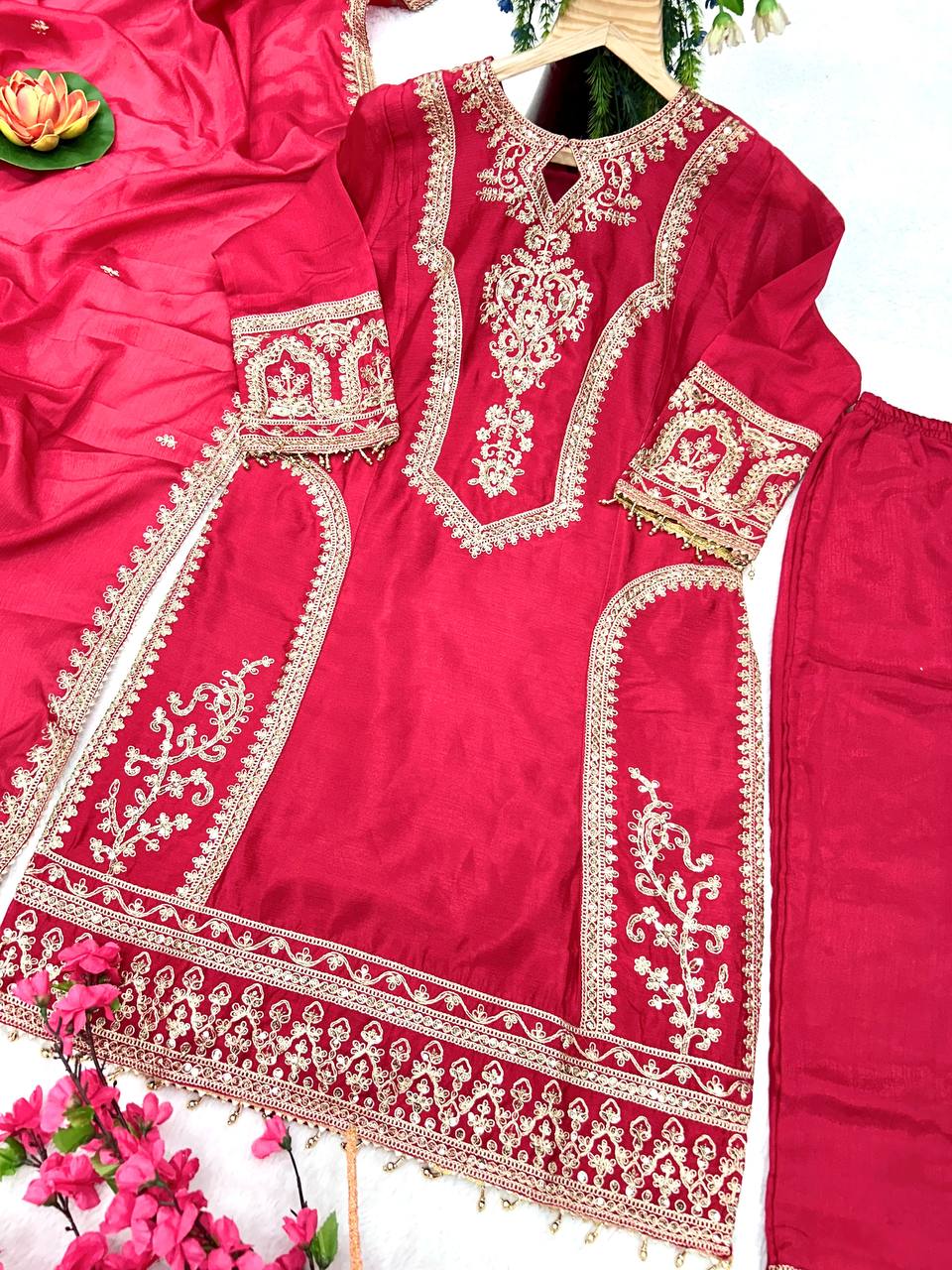 3 Different Coloured Embroidered Attractive Party Wear Suit