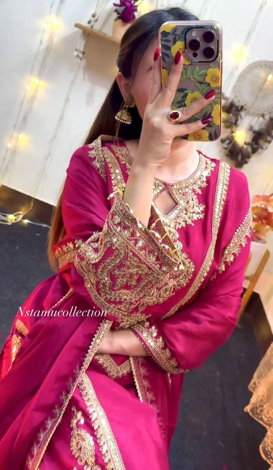 3 Different Coloured Embroidered Attractive Party Wear Suit