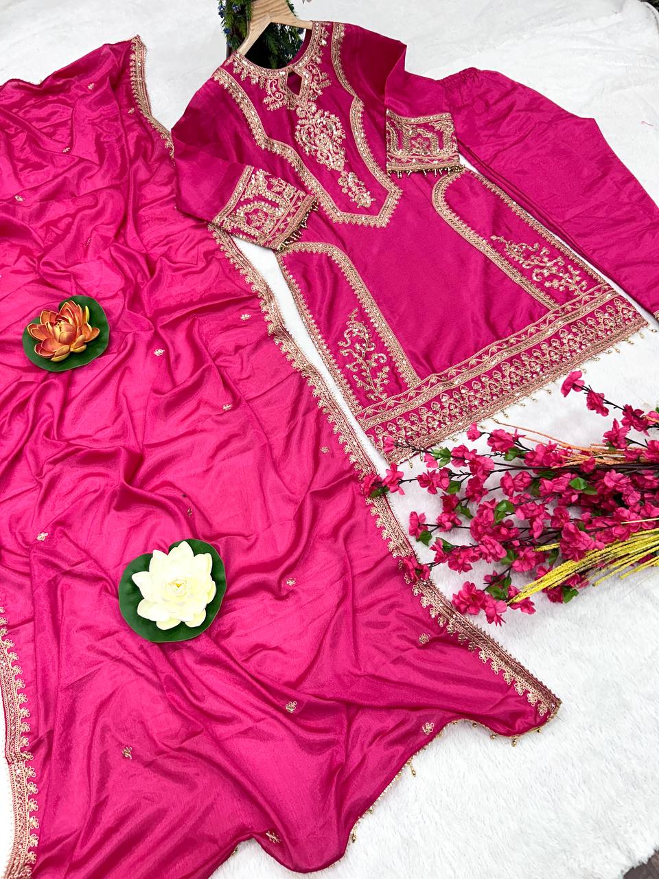 3 Different Coloured Embroidered Attractive Party Wear Suit