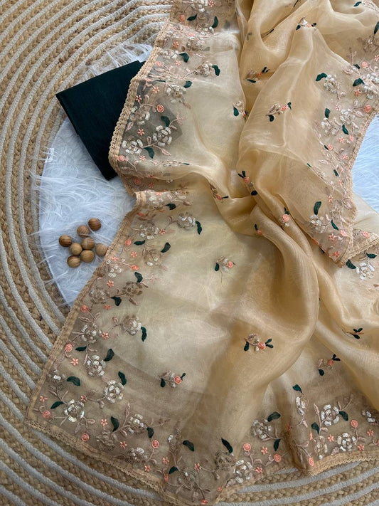 Soft lightweight organza fabric Saree