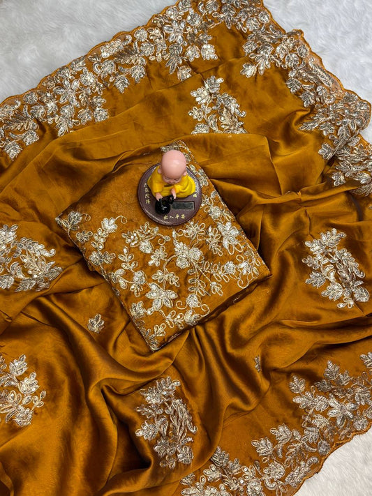 Pure Rangoli silk with coding 3 mm c pallu Embroidered work Saree