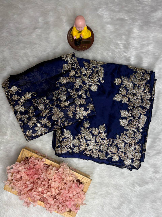 Pure Rangoli silk with coding 3 mm c pallu Embroidered work Saree