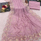 Pure Georgette heavy embroidery c pallu work Saree