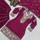 Pure Heavy Chinnon Silk With Heavy Embroidery Coding Sequence Work Suit