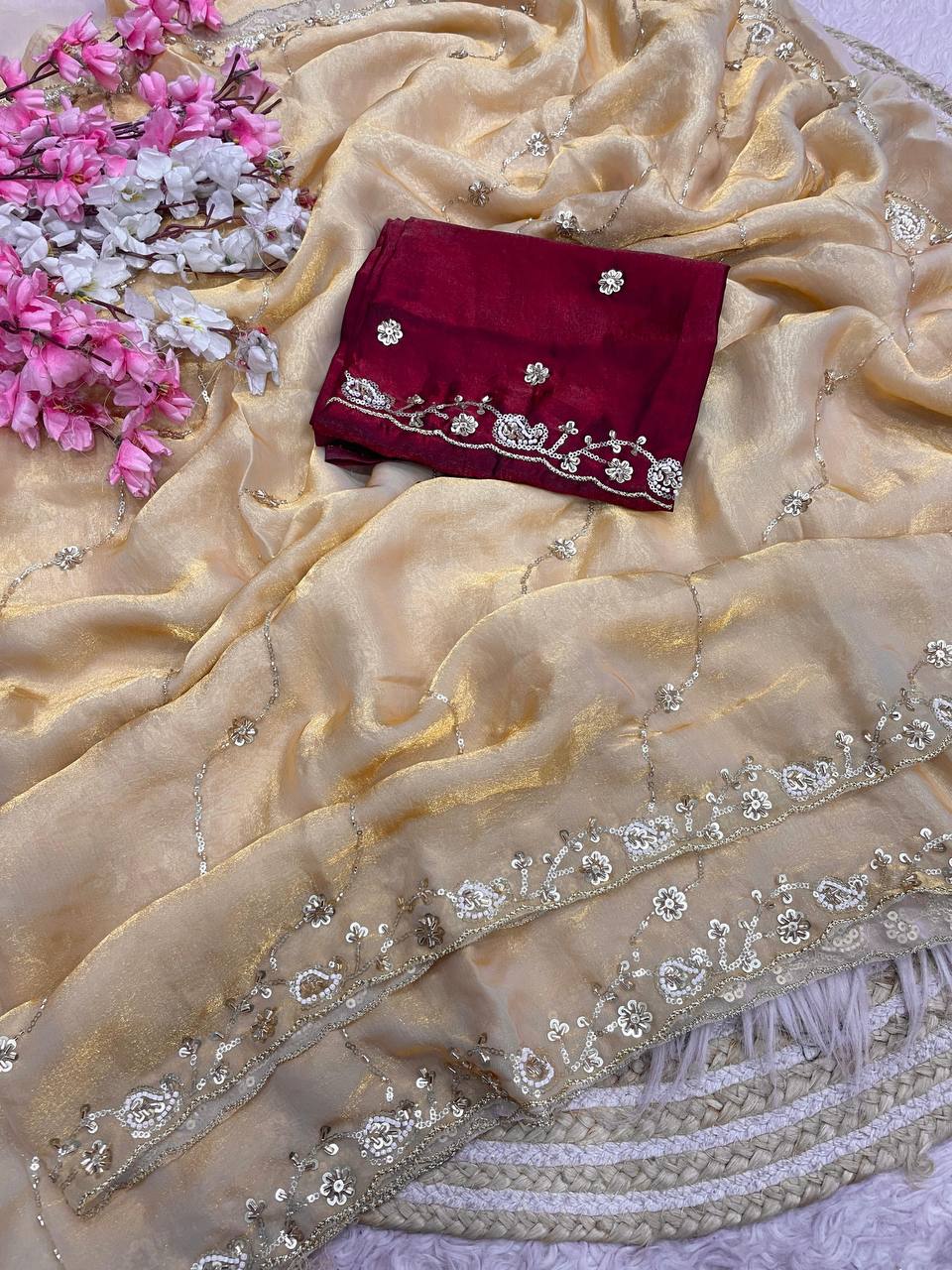 Fandy sattin Presents New Bollywood Trending Design Saree